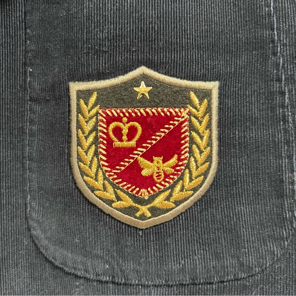 T Harris London Mens Jacket Size Large Corduroy Navy Blue with Emblem - Picture 4 of 12